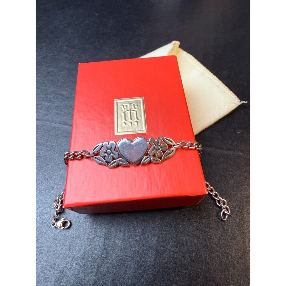 Retired James Avery Heart and Flowers Bracelet Sterling Silver